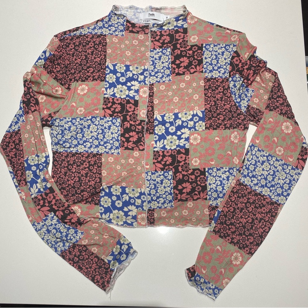 Twik mock neck patchwork long sleeve